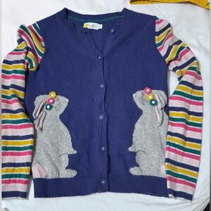 Mini Boden Fun Rabbit Cardigan& mini boden Sleeve Blouse set both size 11-12